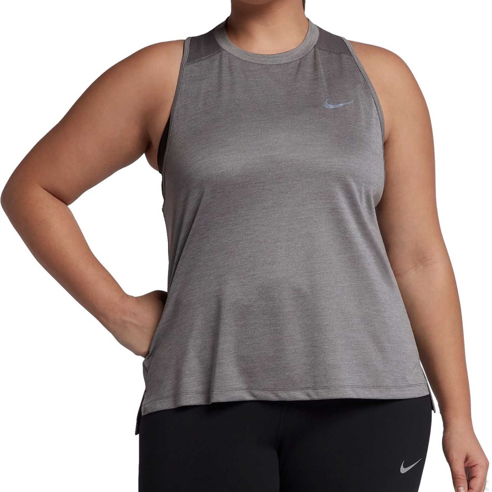 Nike - Dry Fit, Mesh Back Running Tank in Grey - Size : S
